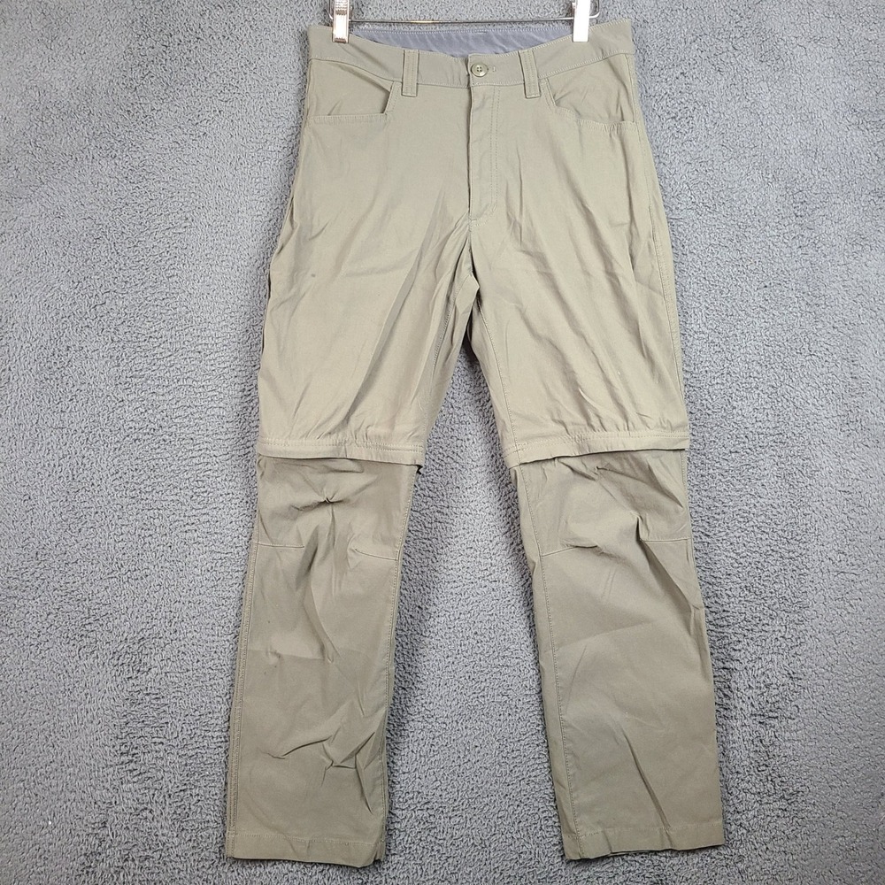 Eddie Bauer Mens Convertible Tech Pants 32x30 Beige Hiking Zip Off Cargo 1537466